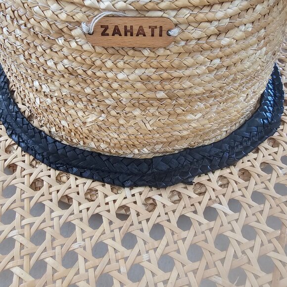 Zahati. Wheat straw hats. Fluted Hat - Black  100% made in Spain main image 4
